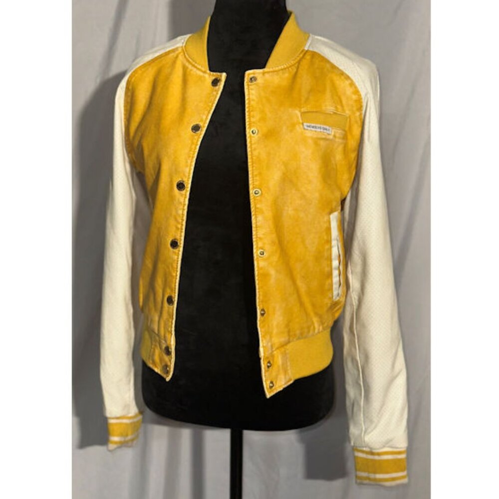 Y2K Members Only Varsity Jacket, Yellow White, Size Small